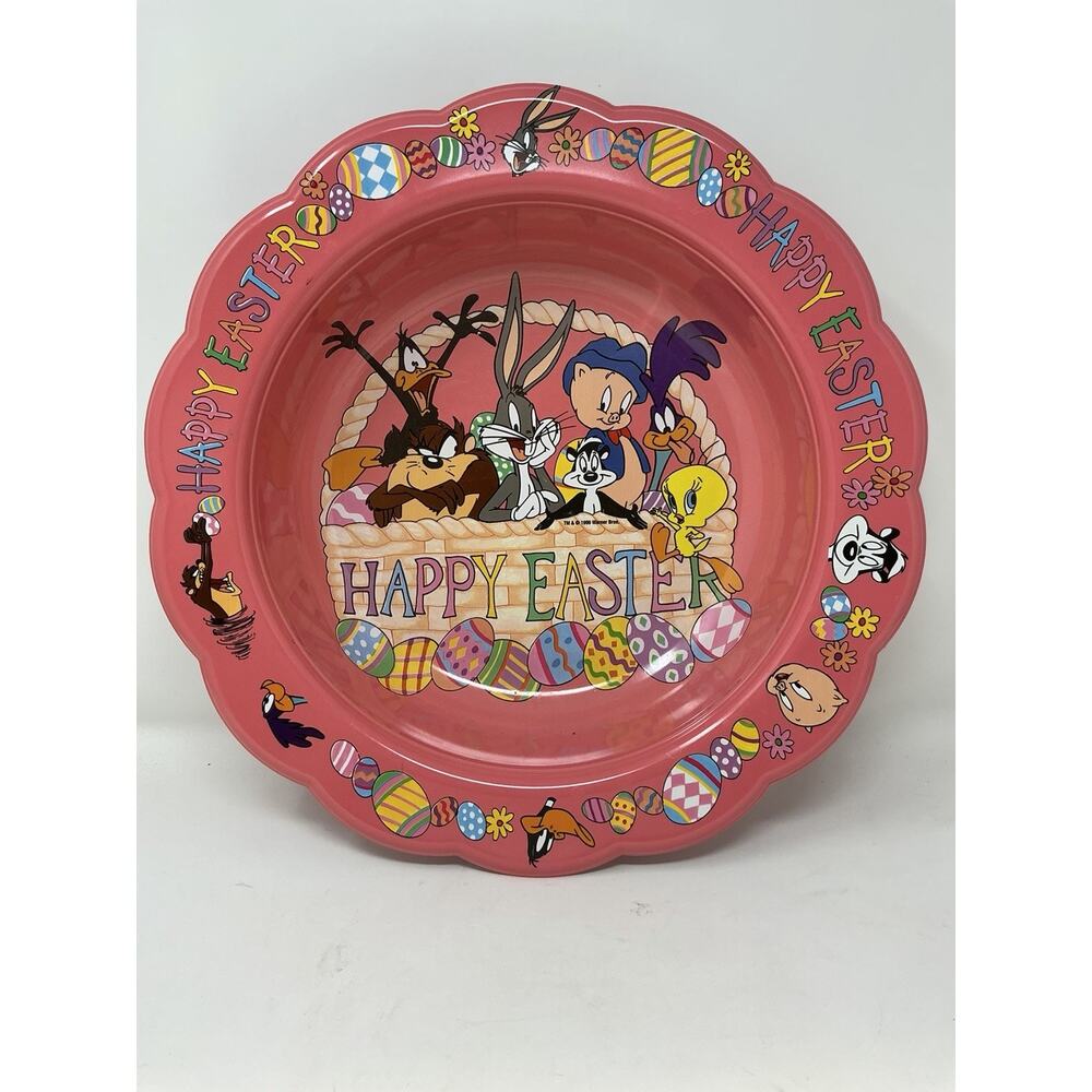 Looney Tunes Easter Candy Bowl Rare 1996 Warner Bros Bugs Bunny Road Runner Taz￼
